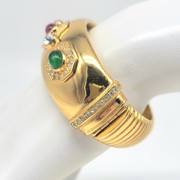 Christian Dior Precious Gemstone Gripoix Glass + Swarovski Crystal Bangle - Picture 10 of 14